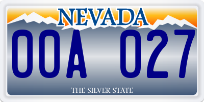 NV license plate 00A027