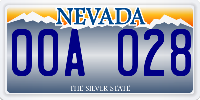 NV license plate 00A028