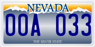 NV license plate 00A033
