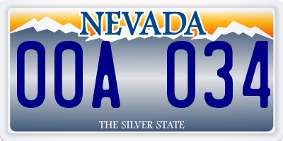 NV license plate 00A034