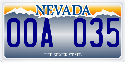 NV license plate 00A035