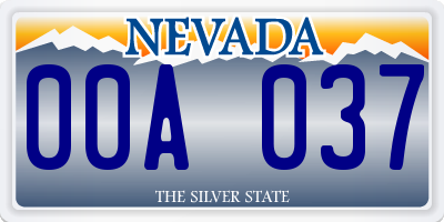 NV license plate 00A037