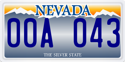 NV license plate 00A043