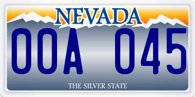 NV license plate 00A045