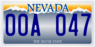 NV license plate 00A047