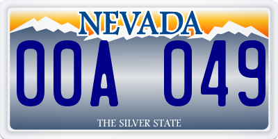 NV license plate 00A049