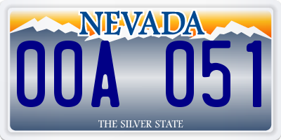 NV license plate 00A051