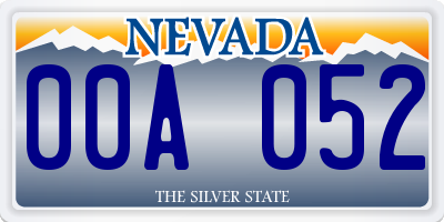 NV license plate 00A052