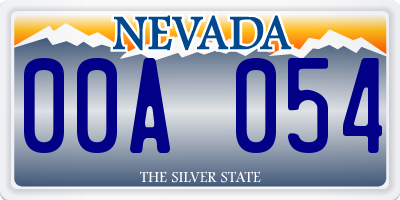 NV license plate 00A054