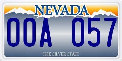 NV license plate 00A057