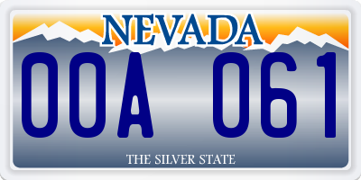 NV license plate 00A061