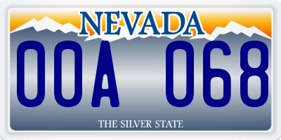 NV license plate 00A068