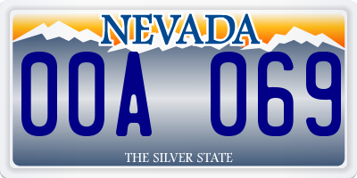 NV license plate 00A069