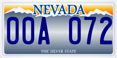 NV license plate 00A072