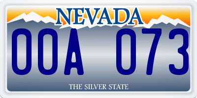 NV license plate 00A073