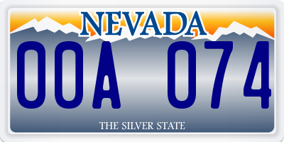 NV license plate 00A074