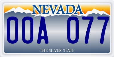 NV license plate 00A077