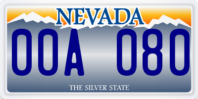 NV license plate 00A080