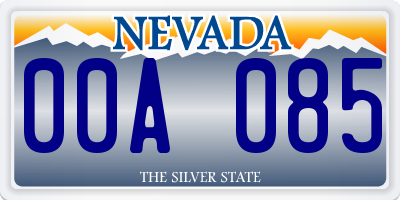 NV license plate 00A085