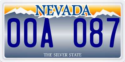 NV license plate 00A087