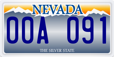 NV license plate 00A091