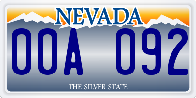 NV license plate 00A092