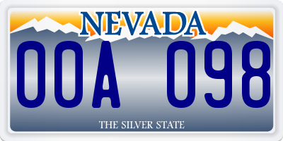 NV license plate 00A098