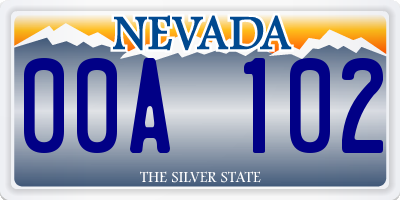 NV license plate 00A102