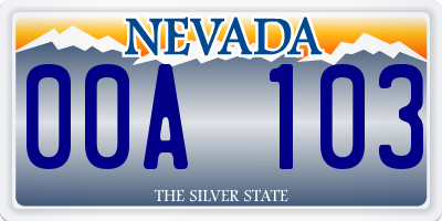 NV license plate 00A103