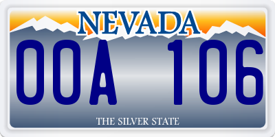 NV license plate 00A106