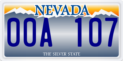 NV license plate 00A107