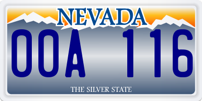 NV license plate 00A116