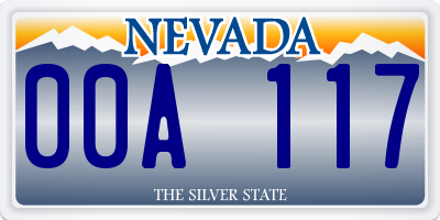 NV license plate 00A117