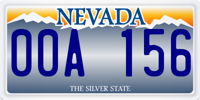 NV license plate 00A156