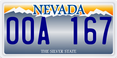 NV license plate 00A167