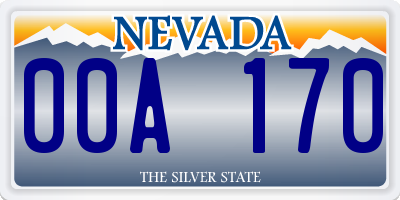 NV license plate 00A170