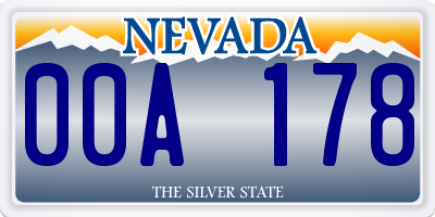 NV license plate 00A178