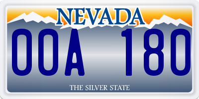 NV license plate 00A180