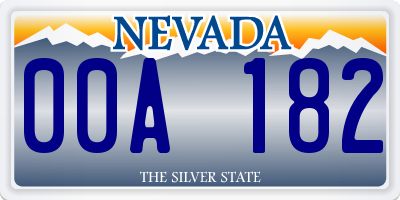 NV license plate 00A182