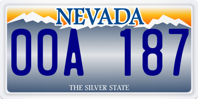 NV license plate 00A187