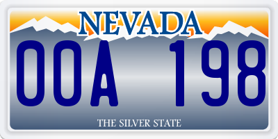 NV license plate 00A198