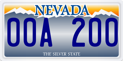 NV license plate 00A200