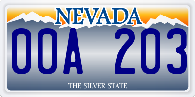 NV license plate 00A203