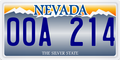 NV license plate 00A214