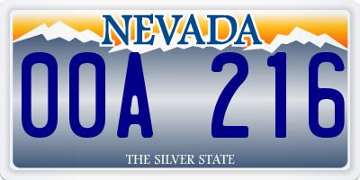 NV license plate 00A216