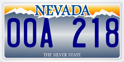 NV license plate 00A218