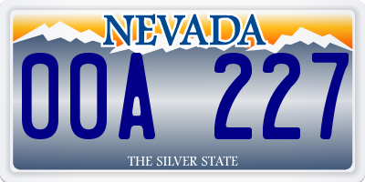 NV license plate 00A227