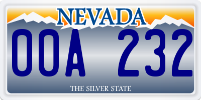 NV license plate 00A232