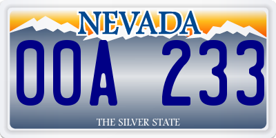 NV license plate 00A233