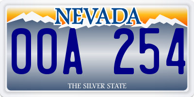 NV license plate 00A254